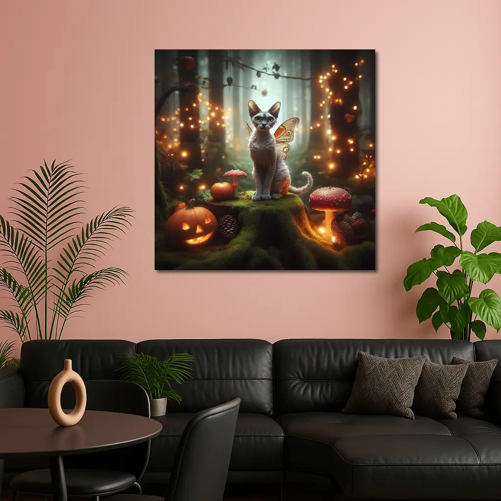 Devon Rex Fairy Cat Enchanted Forest Halloween – Wall Art