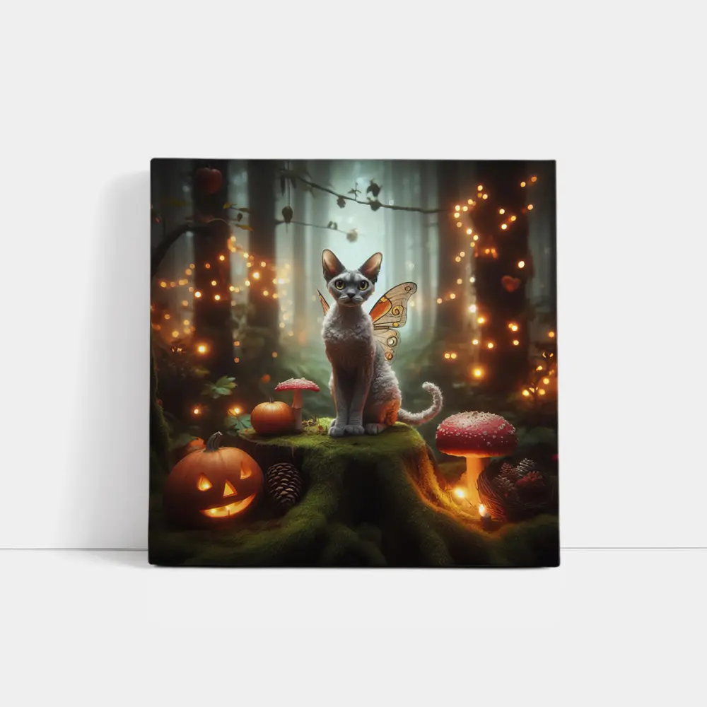 Devon Rex Fairy Cat Enchanted Forest Halloween – Wall Art