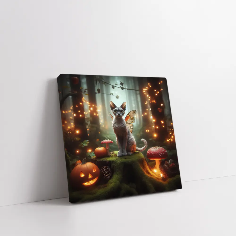 Devon Rex Fairy Cat Enchanted Forest Halloween – Wall Art