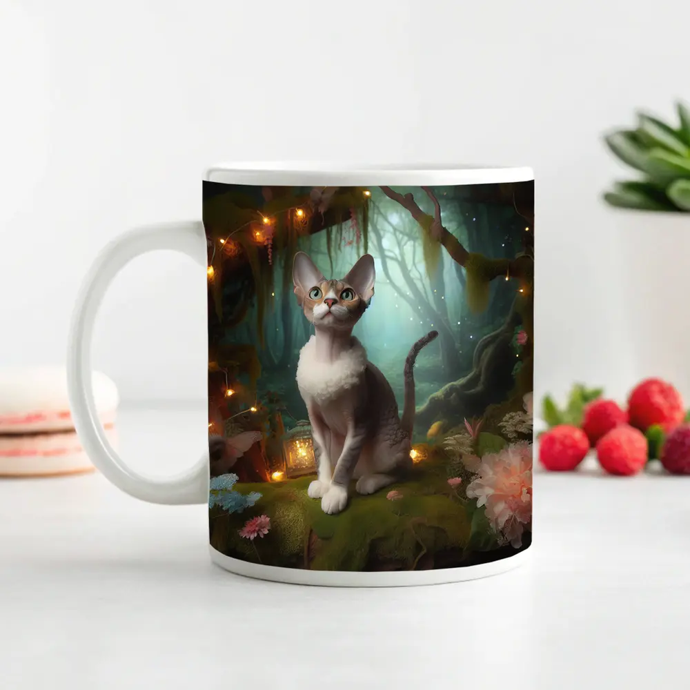 Devon Rex Cat Enchanted Forest Fairy Lights – Mugs