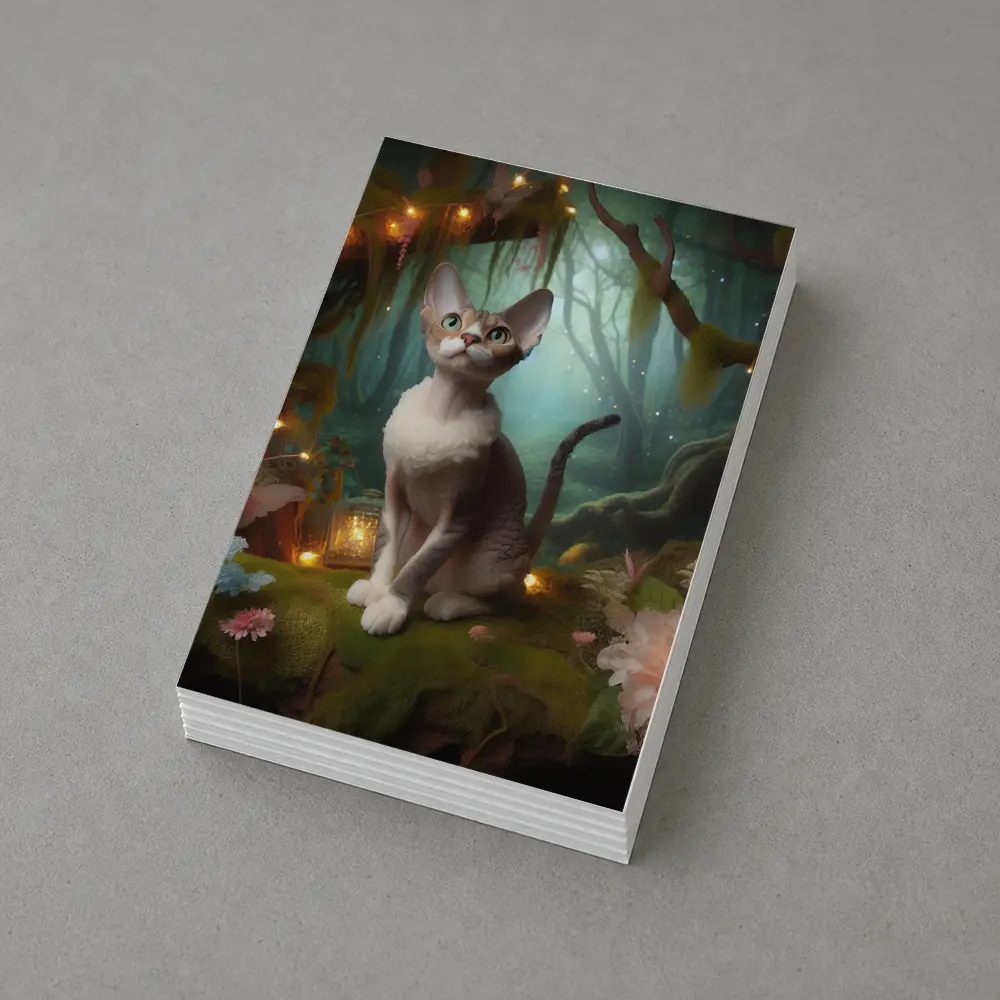Devon Rex Cat Enchanted Forest Fairy Lights – Postcards