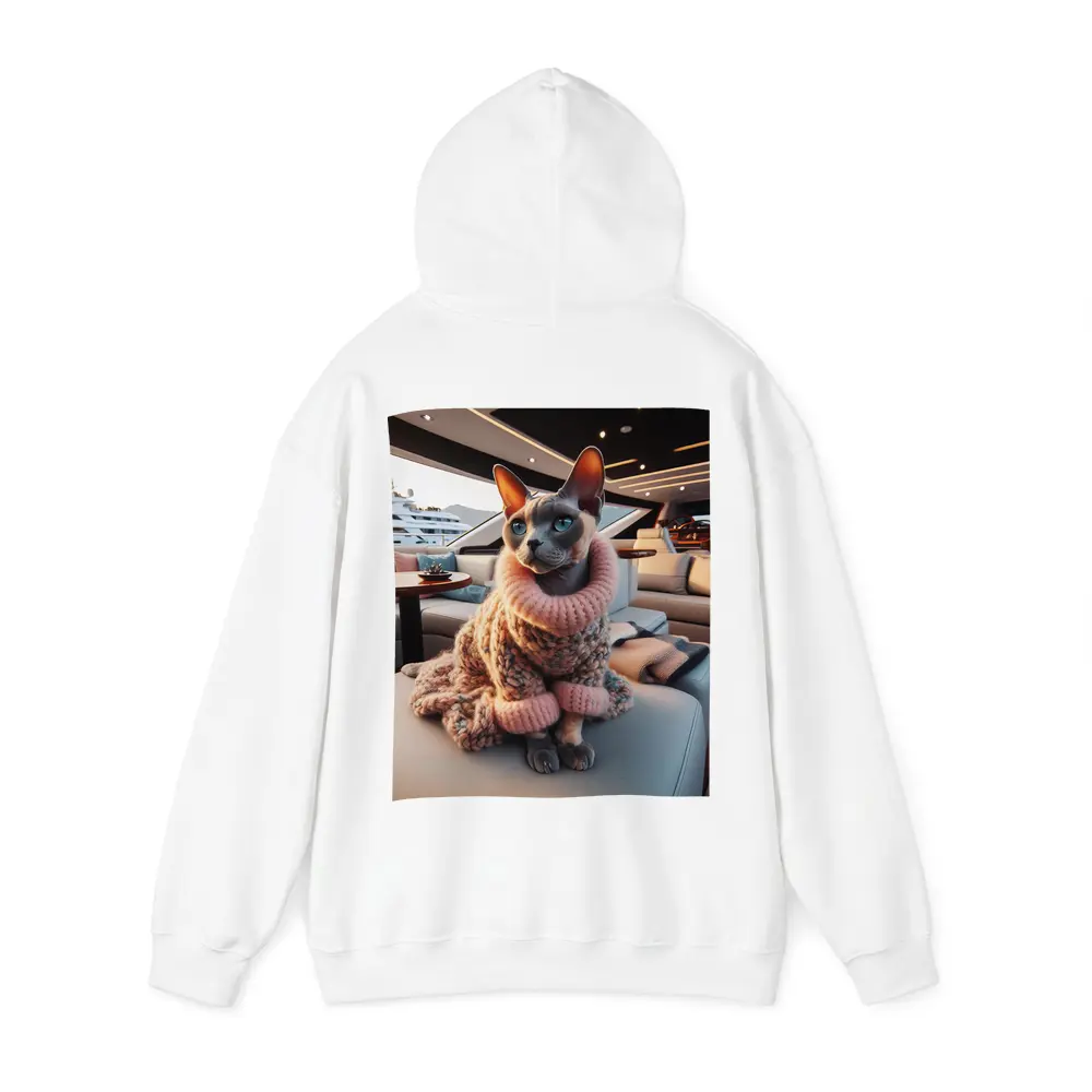 Sphynx Cat Cozy Sweater Luxury Yacht Interior – Hoodies