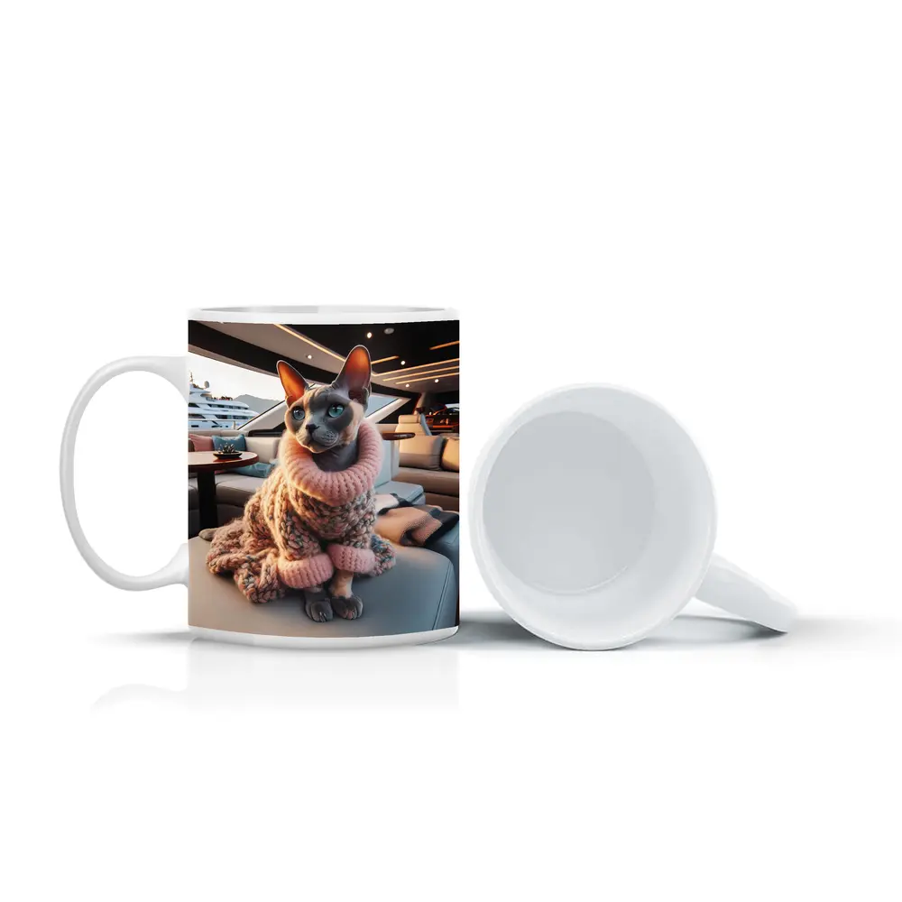 Sphynx Cat Cozy Sweater Luxury Yacht Interior – Mugs