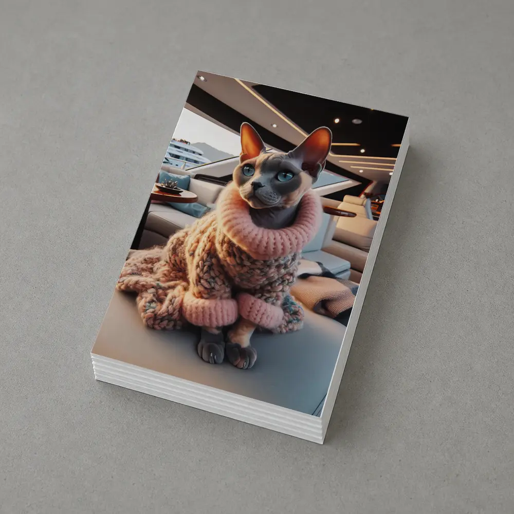 Sphynx Cat Cozy Sweater Luxury Yacht Interior – Postcards
