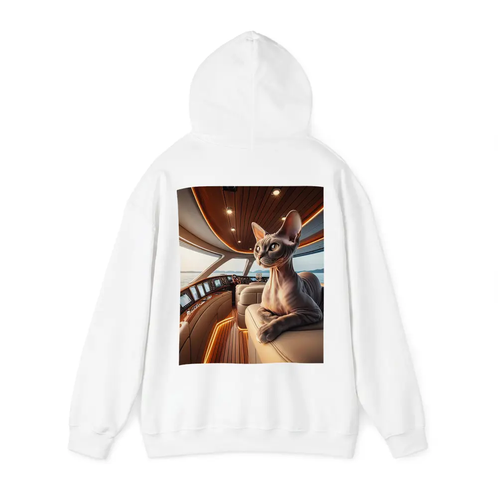 Sphynx Cat Relaxing Inside Luxury Yacht – Hoodies