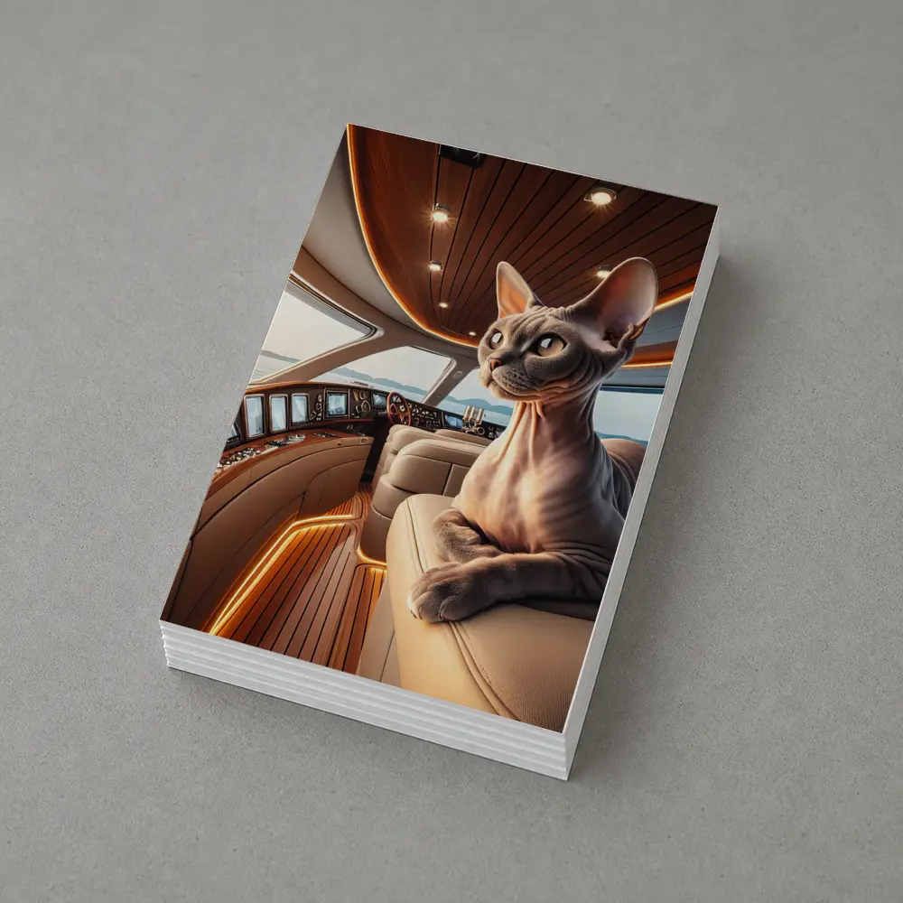 Sphynx Cat Relaxing Inside Luxury Yacht – Postcards