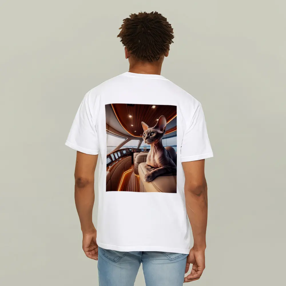 Sphynx Cat Relaxing Inside Luxury Yacht – T-Shirts