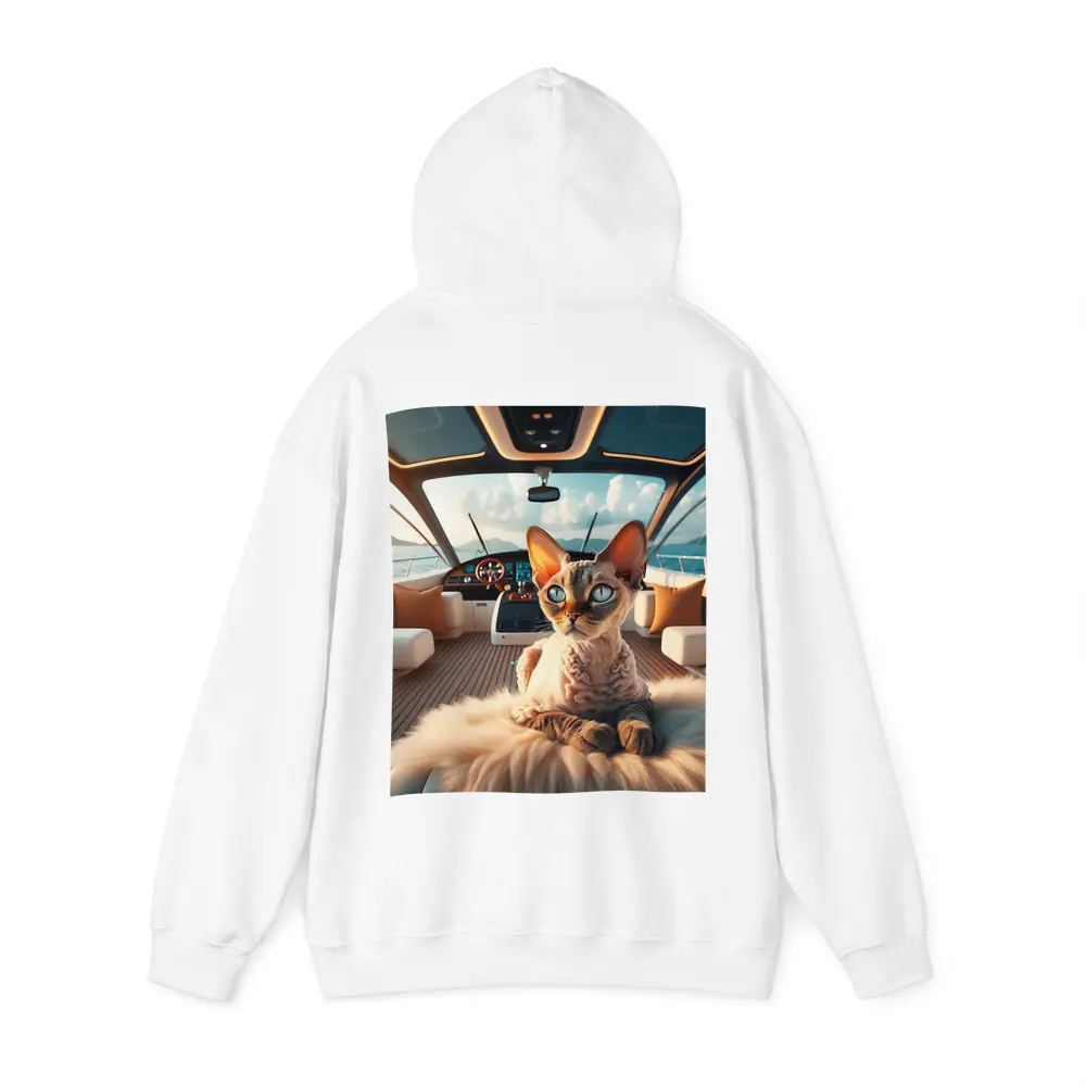 Devon Rex Cat Relaxing On Luxury Yacht – Hoodies