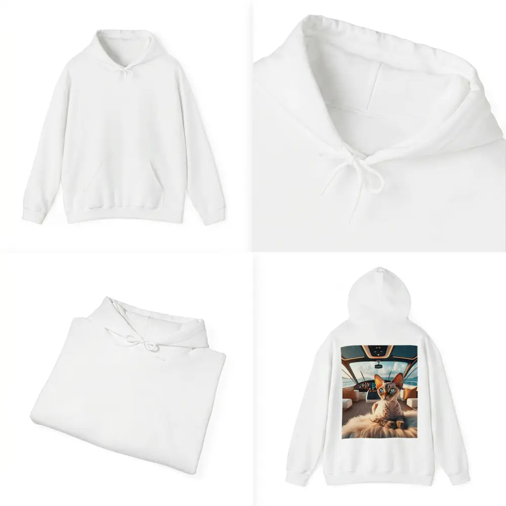 Devon Rex Cat Relaxing On Luxury Yacht – Hoodies