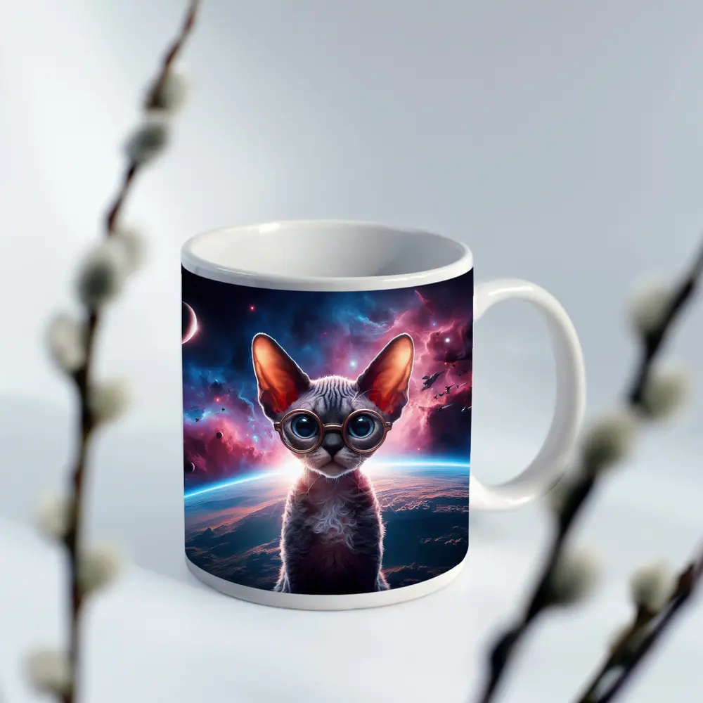 Sphynx Cat Wearing Goggles In Space – Mugs