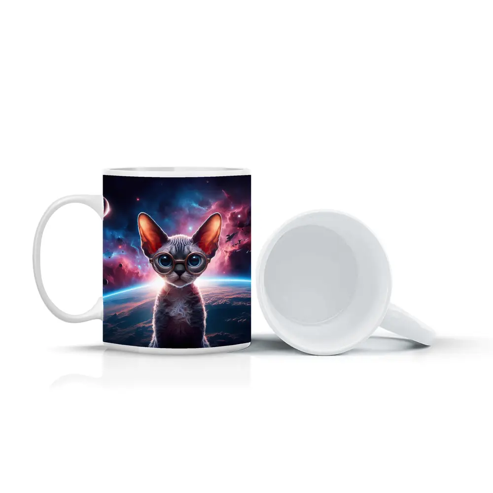Sphynx Cat Wearing Goggles In Space – Mugs