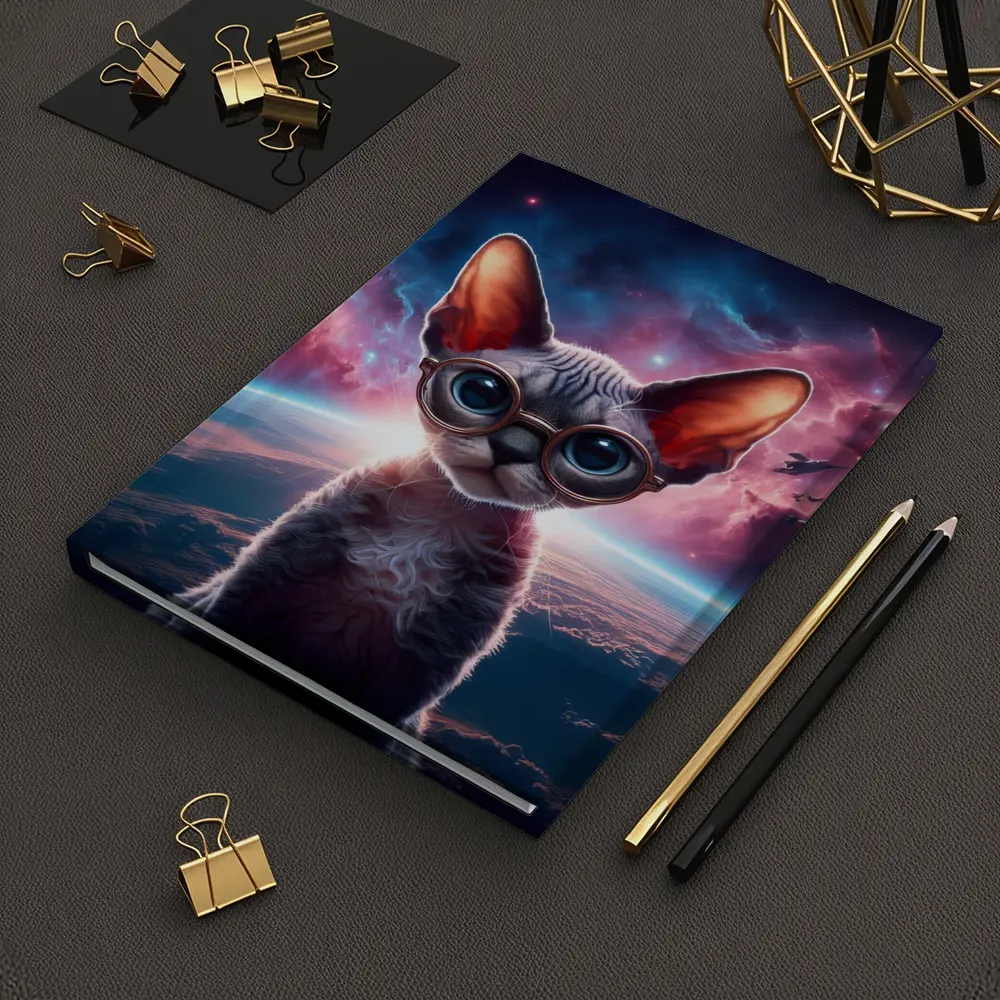 Sphynx Cat Wearing Goggles In Space – Notebooks