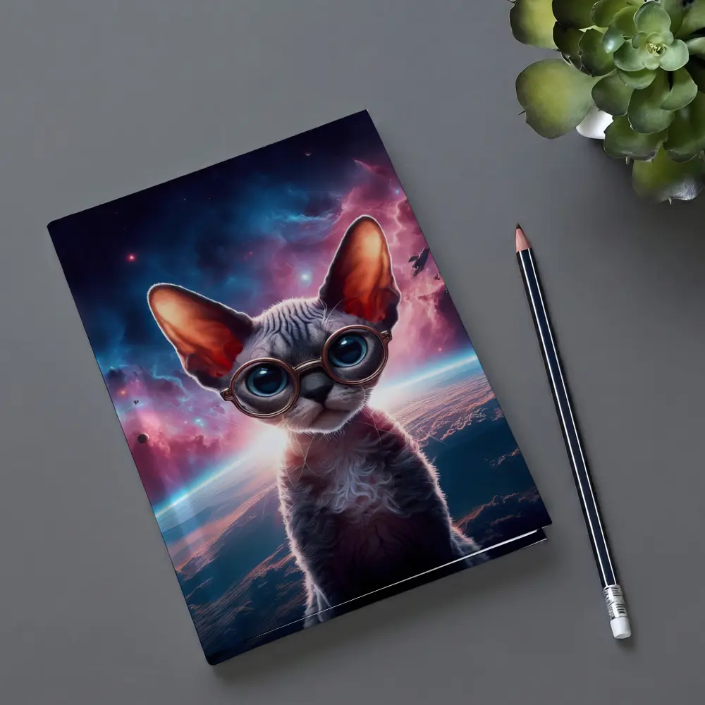 Sphynx Cat Wearing Goggles In Space – Notebooks