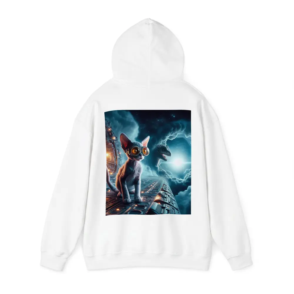 Devon Rex Cat Sci-Fi Space Portal Scene – Hoodies