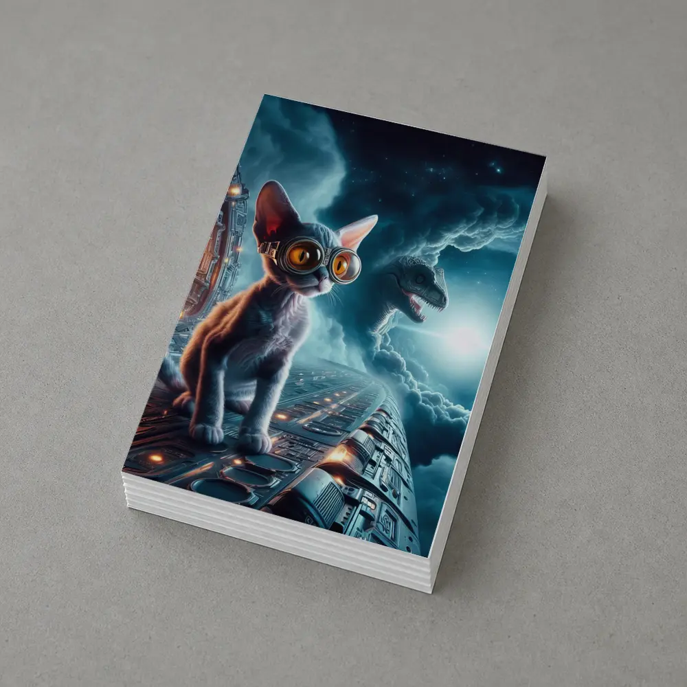 Devon Rex Cat Sci-Fi Space Portal Scene – Postcards