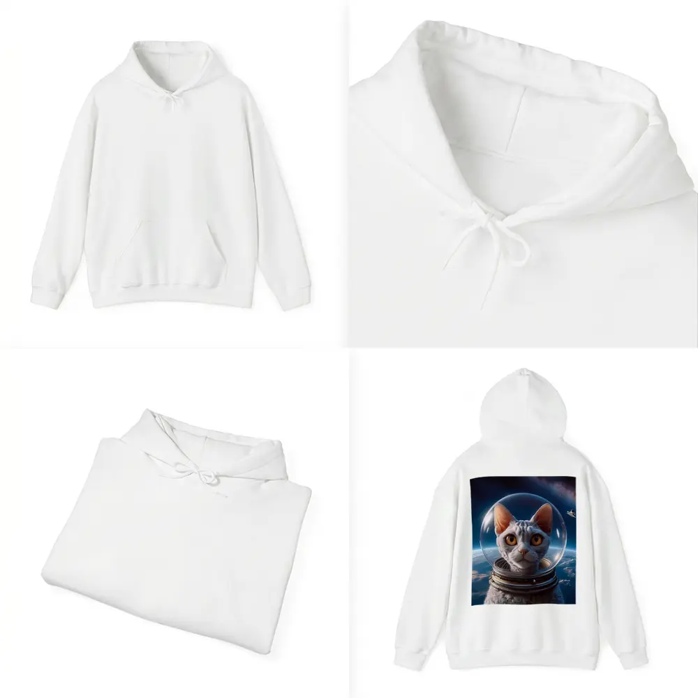 White Cat Astronaut Helmet Deep Space – Hoodies