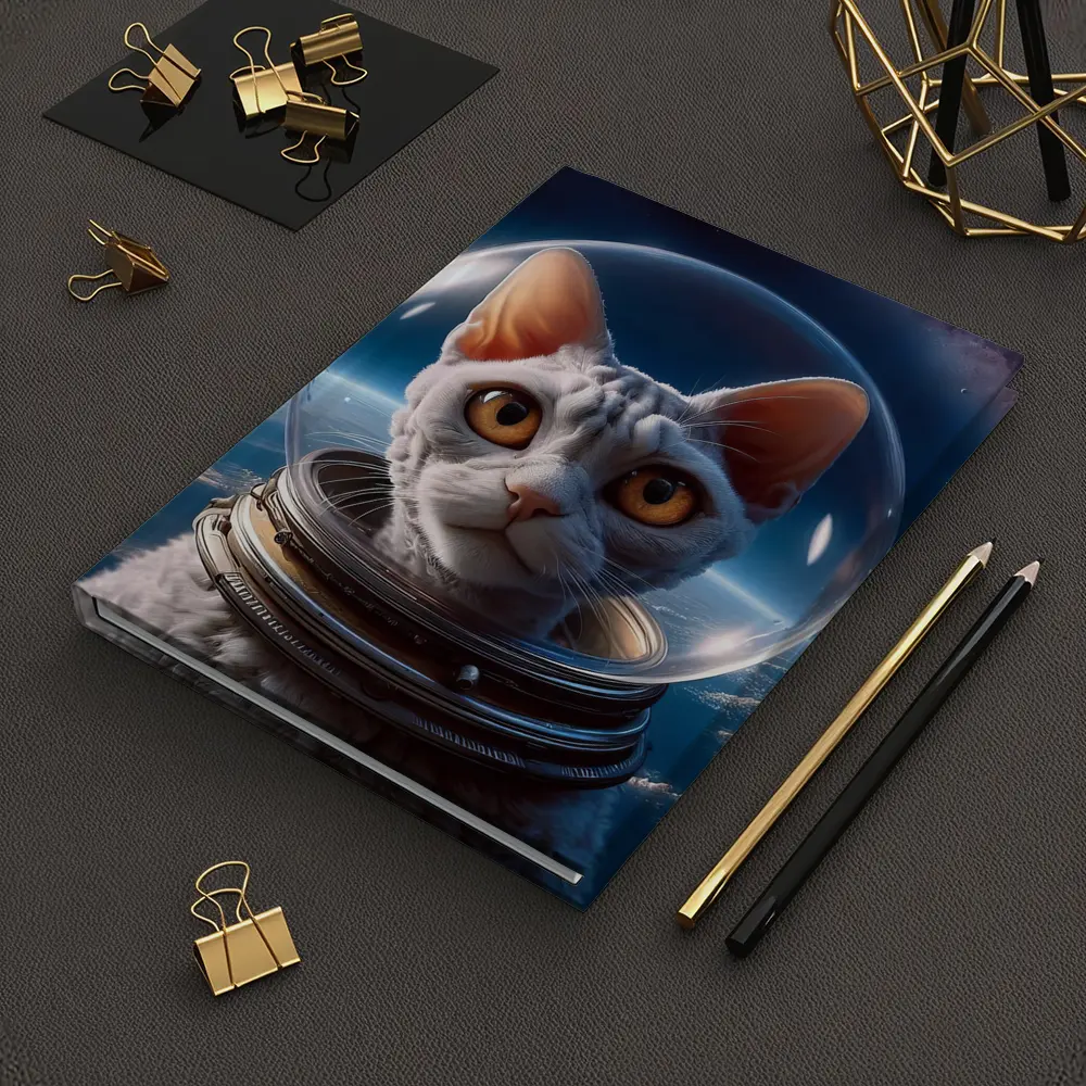 White Cat Astronaut Helmet Deep Space – Notebooks