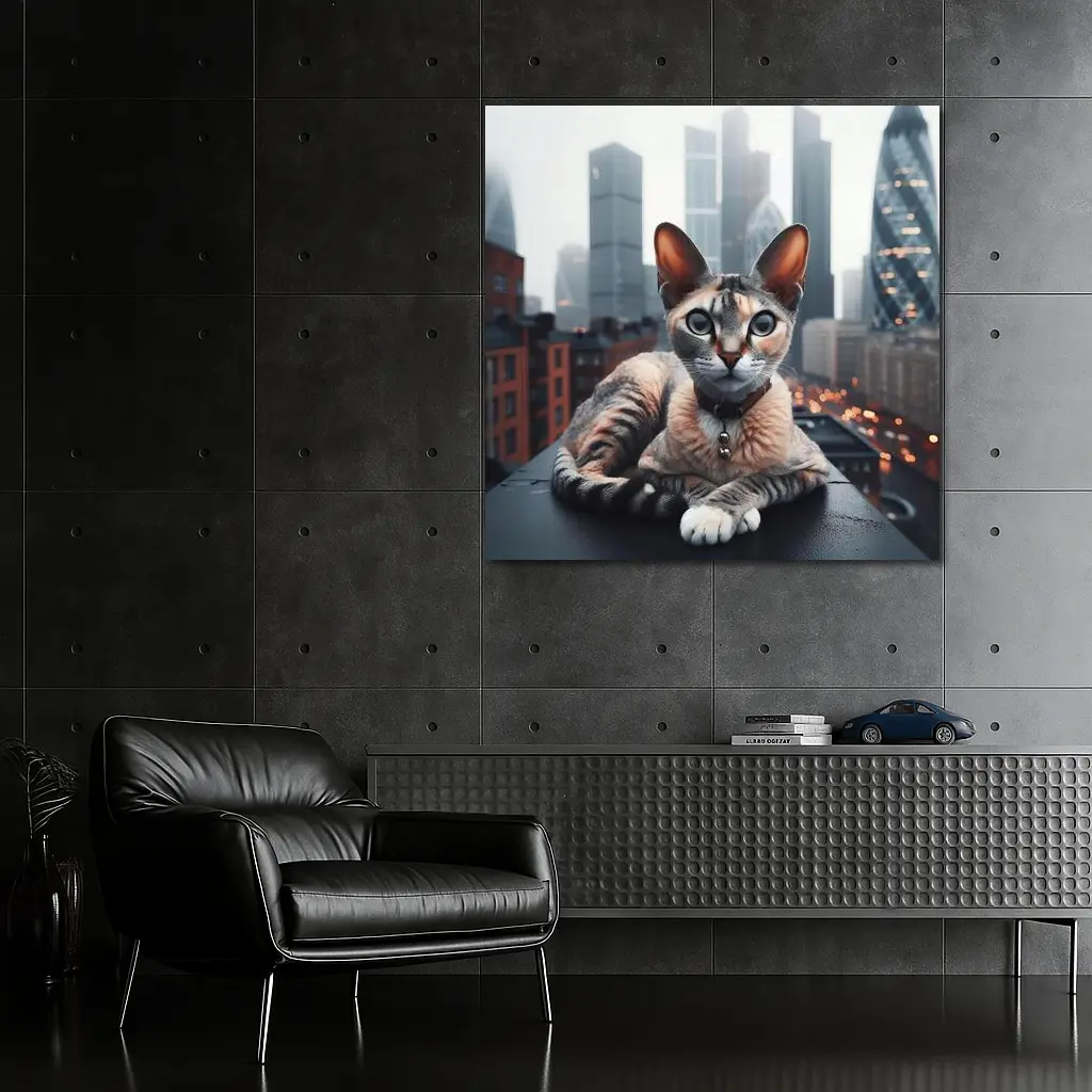 Devon Rex Cat London City Skyline – Wall Art