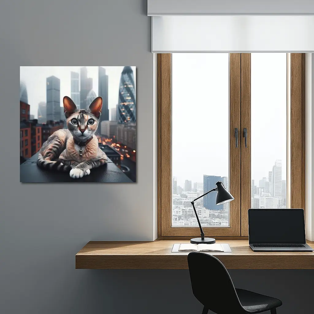 Devon Rex Cat London City Skyline – Wall Art