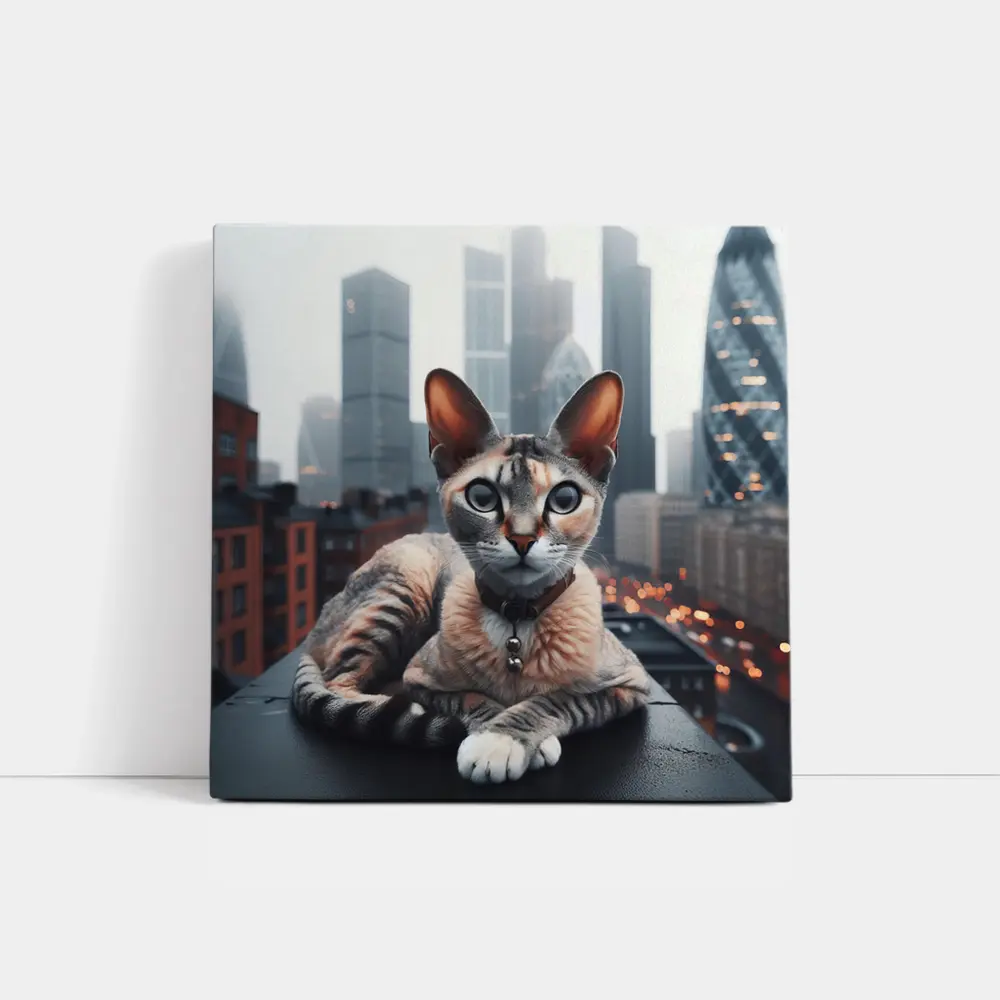 Devon Rex Cat London City Skyline – Wall Art