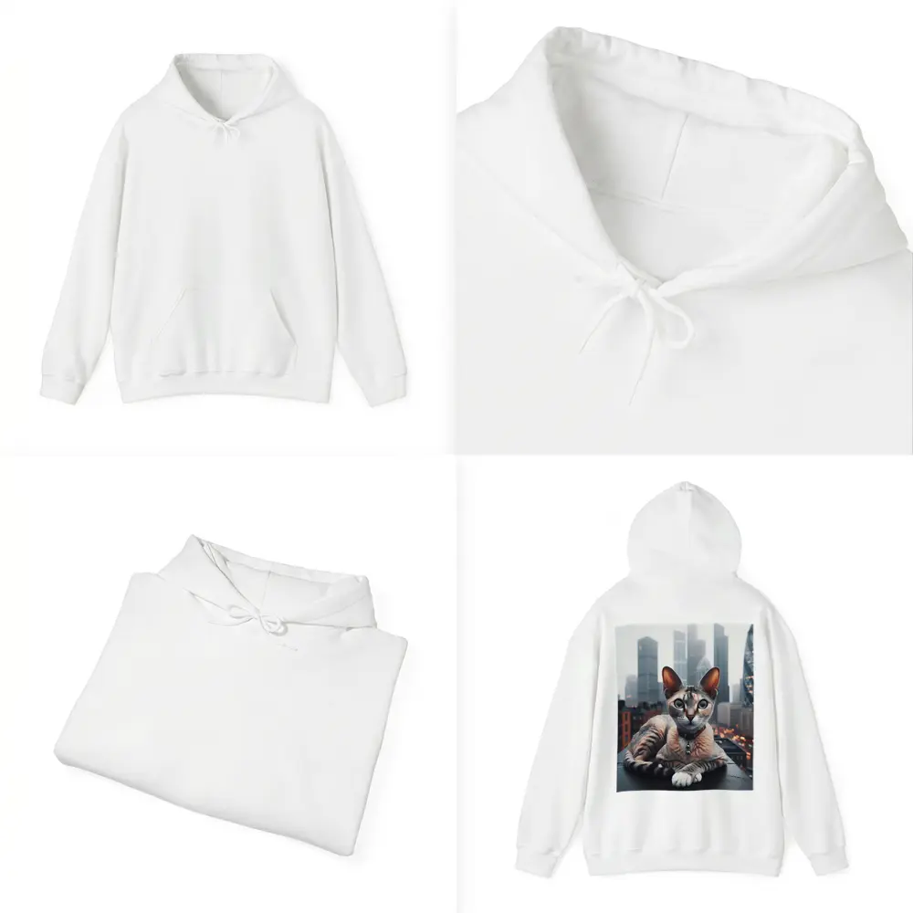 Devon Rex Cat London City Skyline – Hoodies