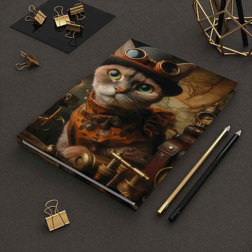 Steampunk Cat With Goggles And Clocks – Notebooks