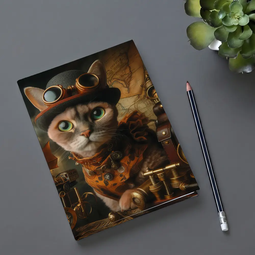 Steampunk Cat With Goggles And Clocks – Notebooks