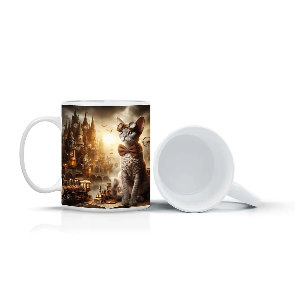 Steampunk Cat Devon Rex Victorian City – Mugs