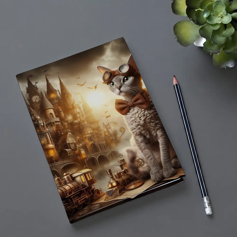 Steampunk Cat Devon Rex Victorian City – Notebooks