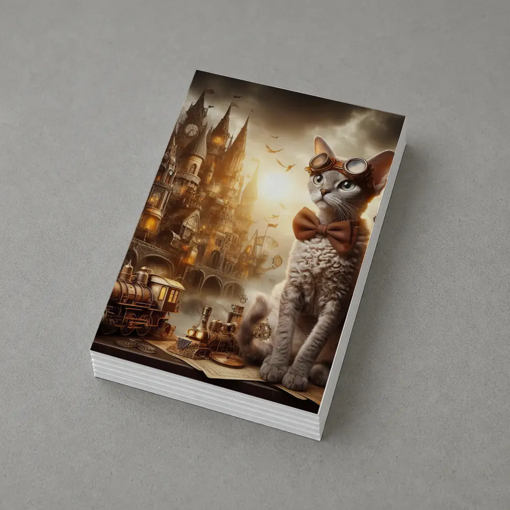 Steampunk Cat Devon Rex Victorian City – Postcards