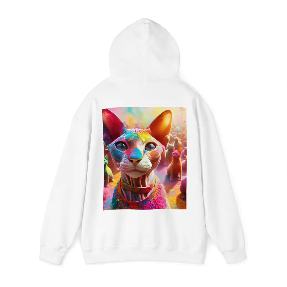 Sphynx Cat Covered in Colorful Festival Paint – Hoodies
