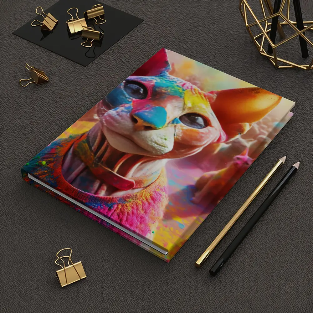 Sphynx Cat Covered in Colorful Festival Paint – Notebooks