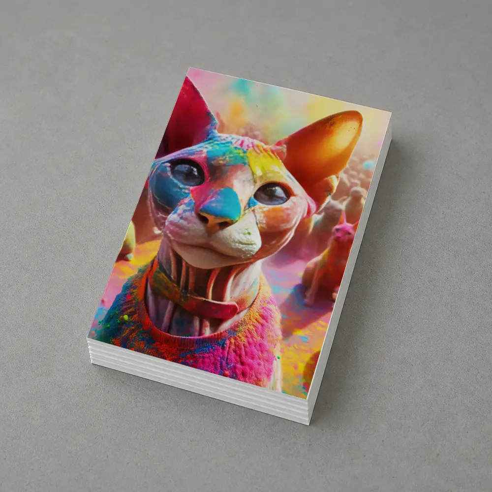Sphynx Cat Covered in Colorful Festival Paint – Postcards