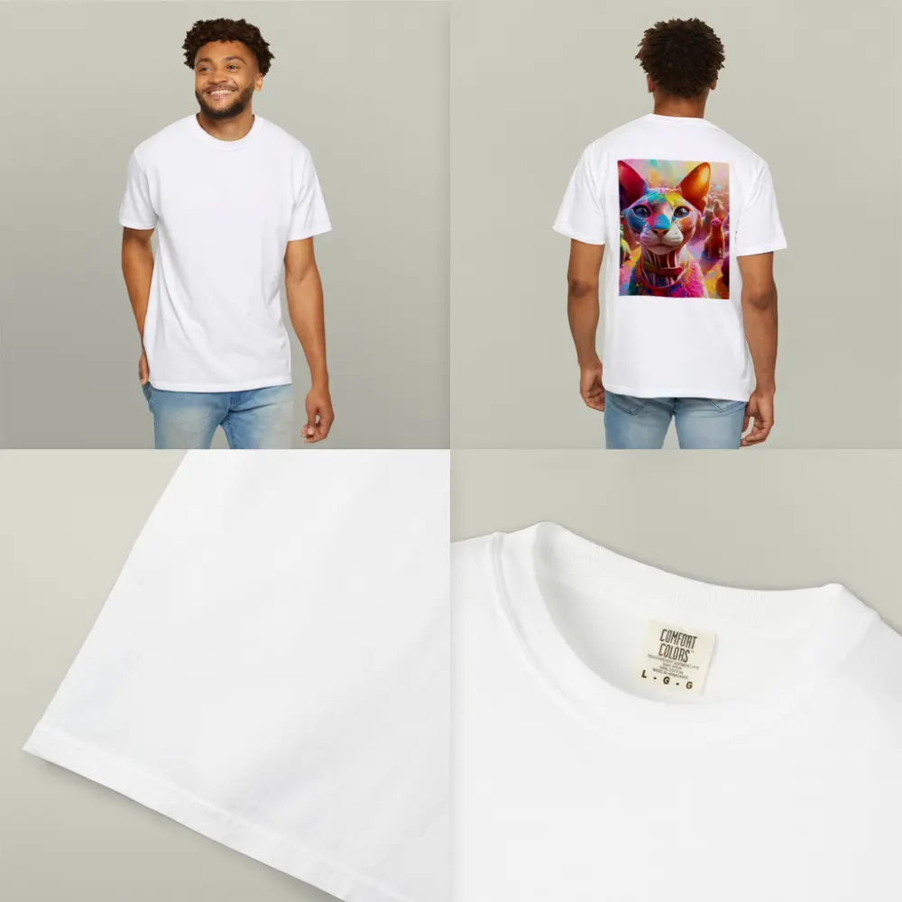Sphynx Cat Covered in Colorful Festival Paint – T-Shirts