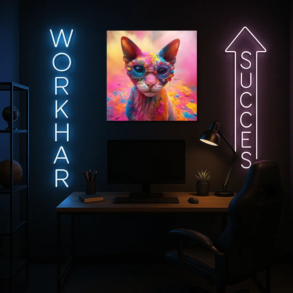 Sphynx Cat Colorful Powder Paint Glasses – Wall Art