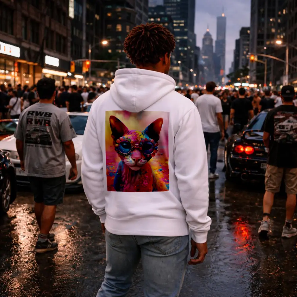 Sphynx Cat Colorful Powder Paint Glasses – Hoodies