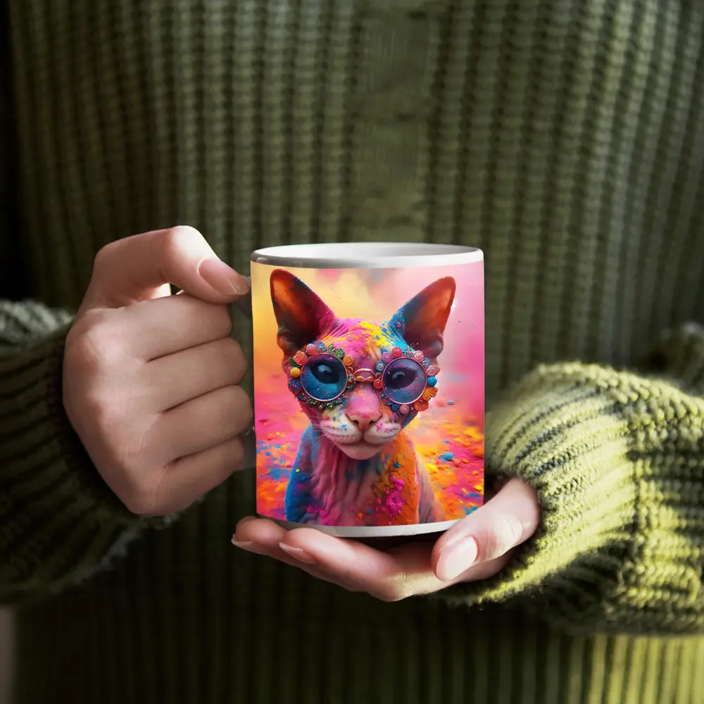 Sphynx Cat Colorful Powder Paint Glasses – Mugs