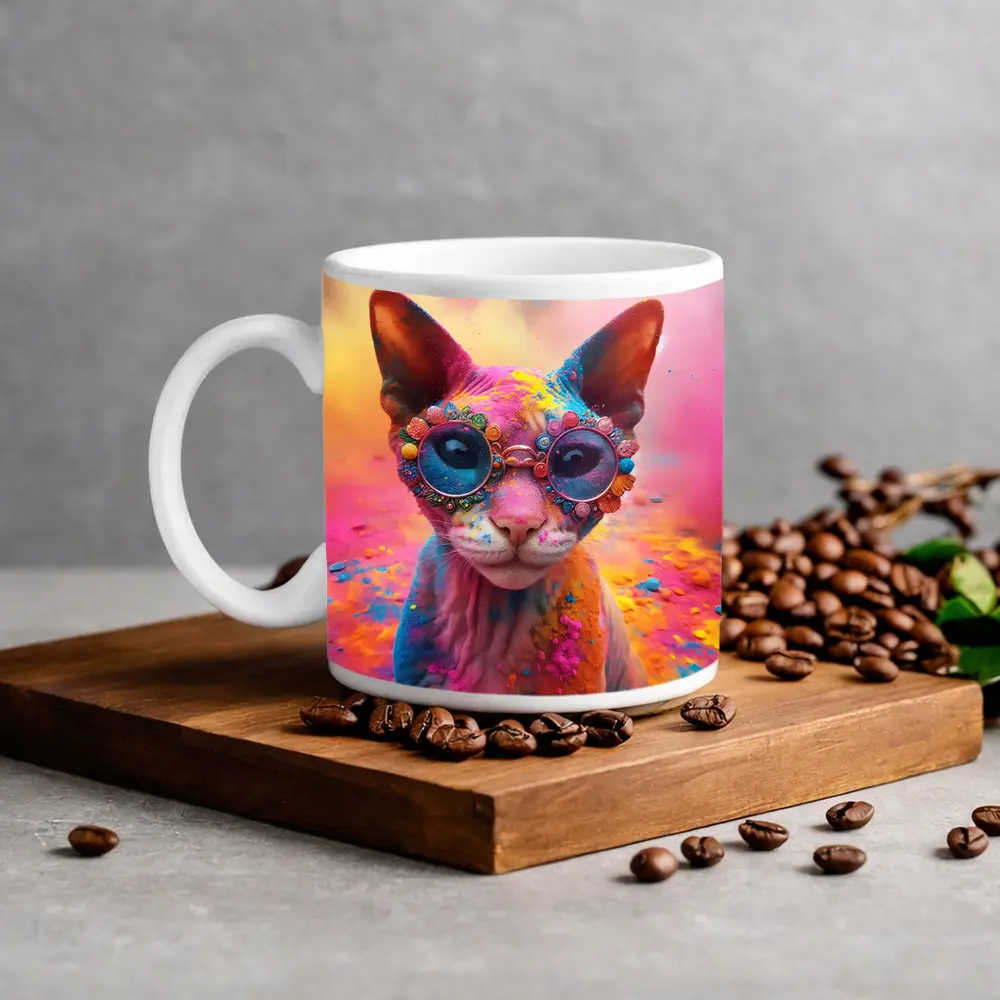 Sphynx Cat Colorful Powder Paint Glasses – Mugs