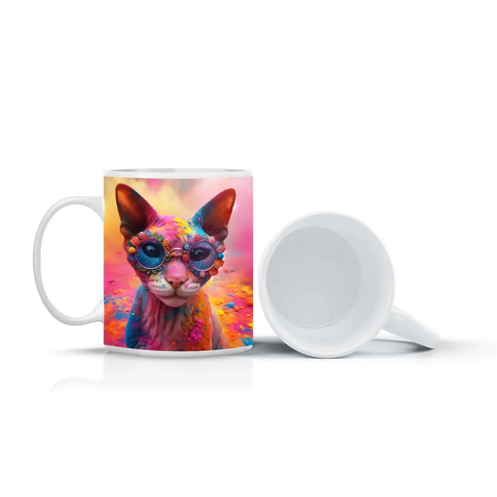 Sphynx Cat Colorful Powder Paint Glasses – Mugs