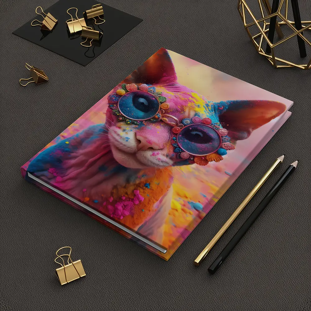 Sphynx Cat Colorful Powder Paint Glasses – Notebooks