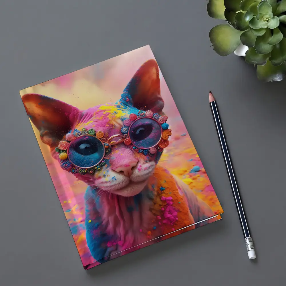 Sphynx Cat Colorful Powder Paint Glasses – Notebooks