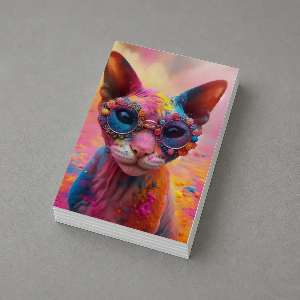 Sphynx Cat Colorful Powder Paint Glasses – Postcards