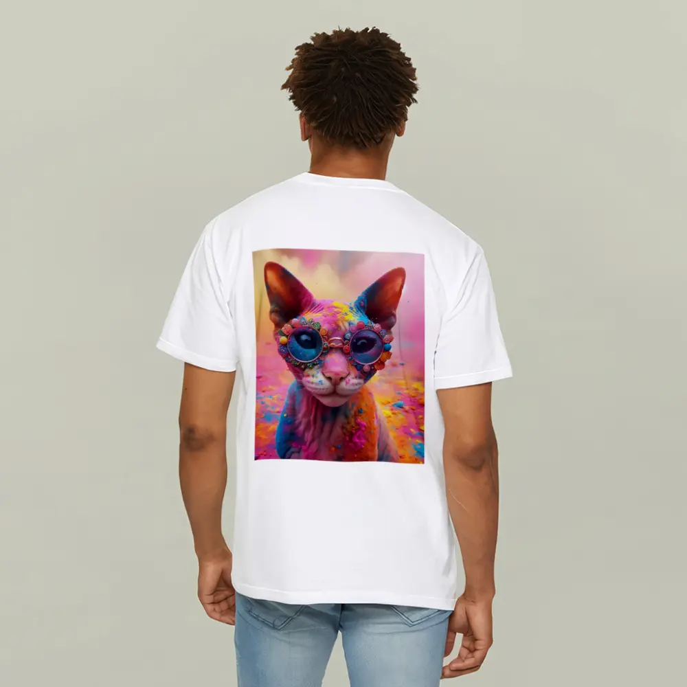 Sphynx Cat Colorful Powder Paint Glasses – T-Shirts