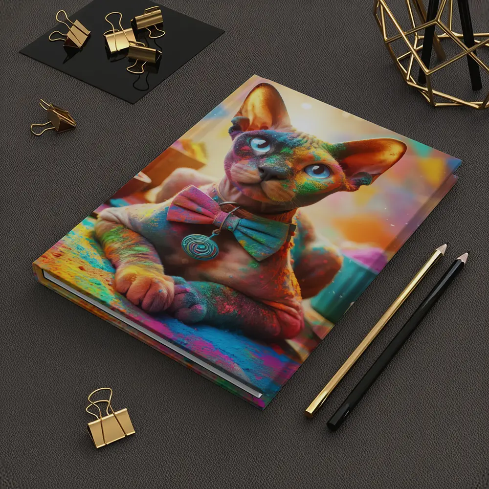 Sphynx Cat Covered Colorful Holi Powder – Notebooks