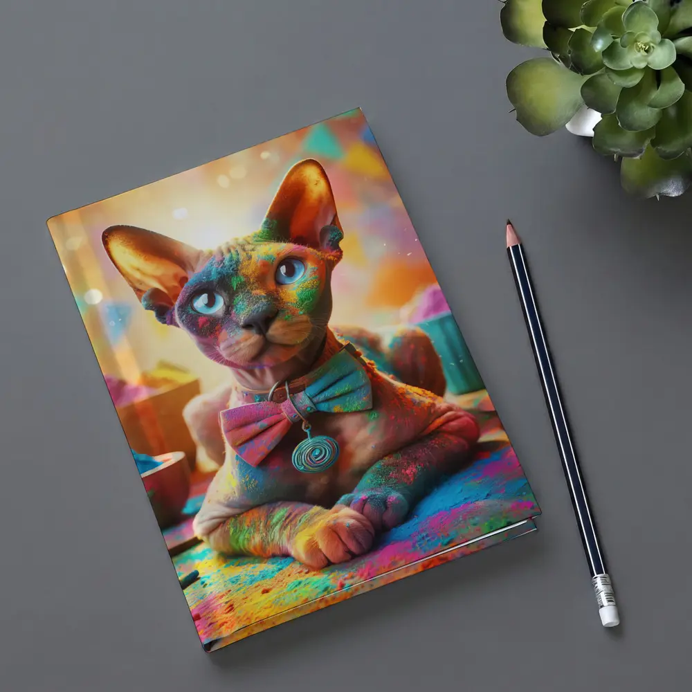Sphynx Cat Covered Colorful Holi Powder – Notebooks