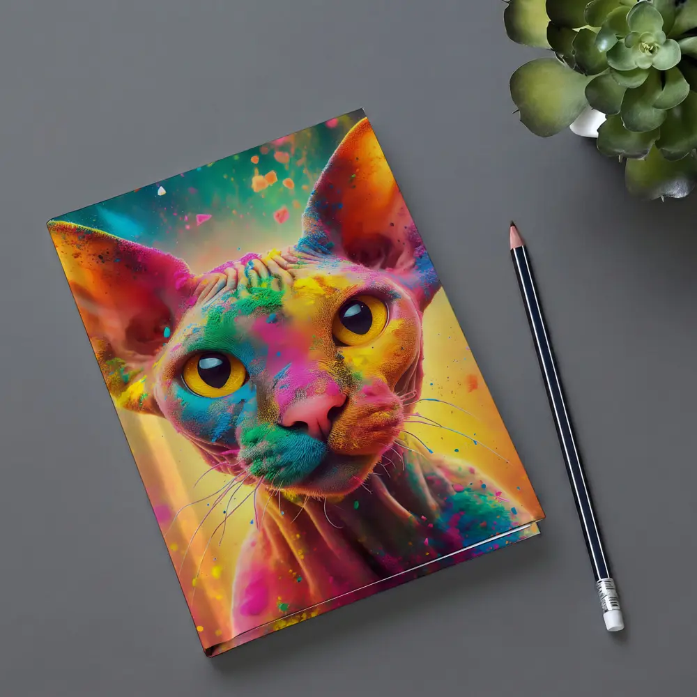 Sphynx Cat Colorful Holi Paint Explosion – Notebooks