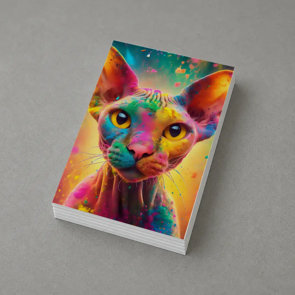 Sphynx Cat Colorful Holi Paint Explosion – Postcards