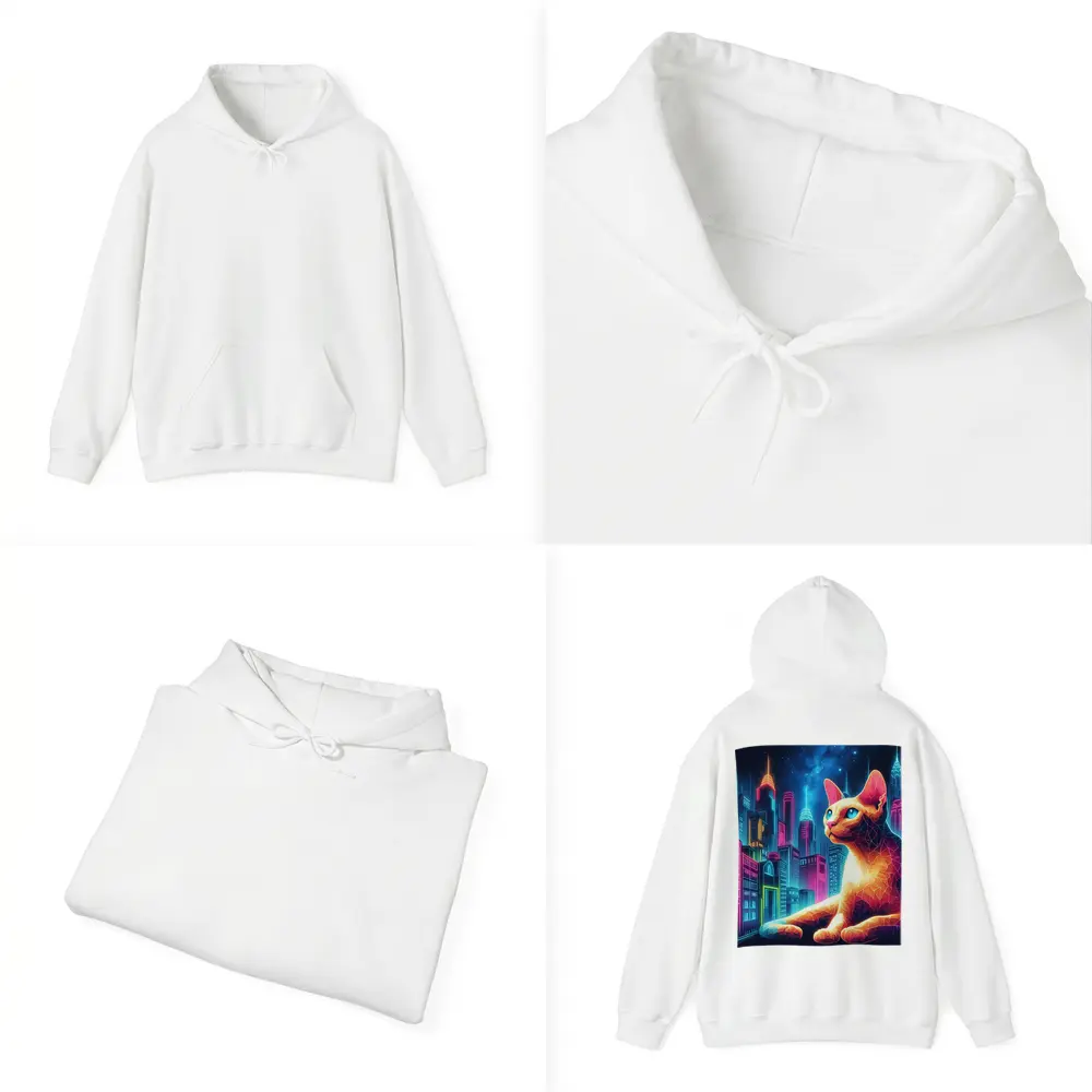 Cornish Rex Cat Neon City Night – Hoodies