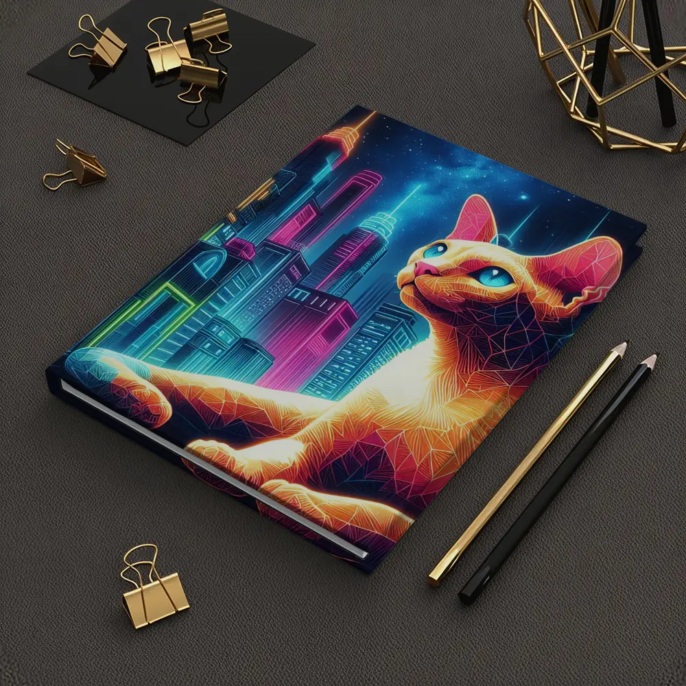 Cornish Rex Cat Neon City Night – Notebooks