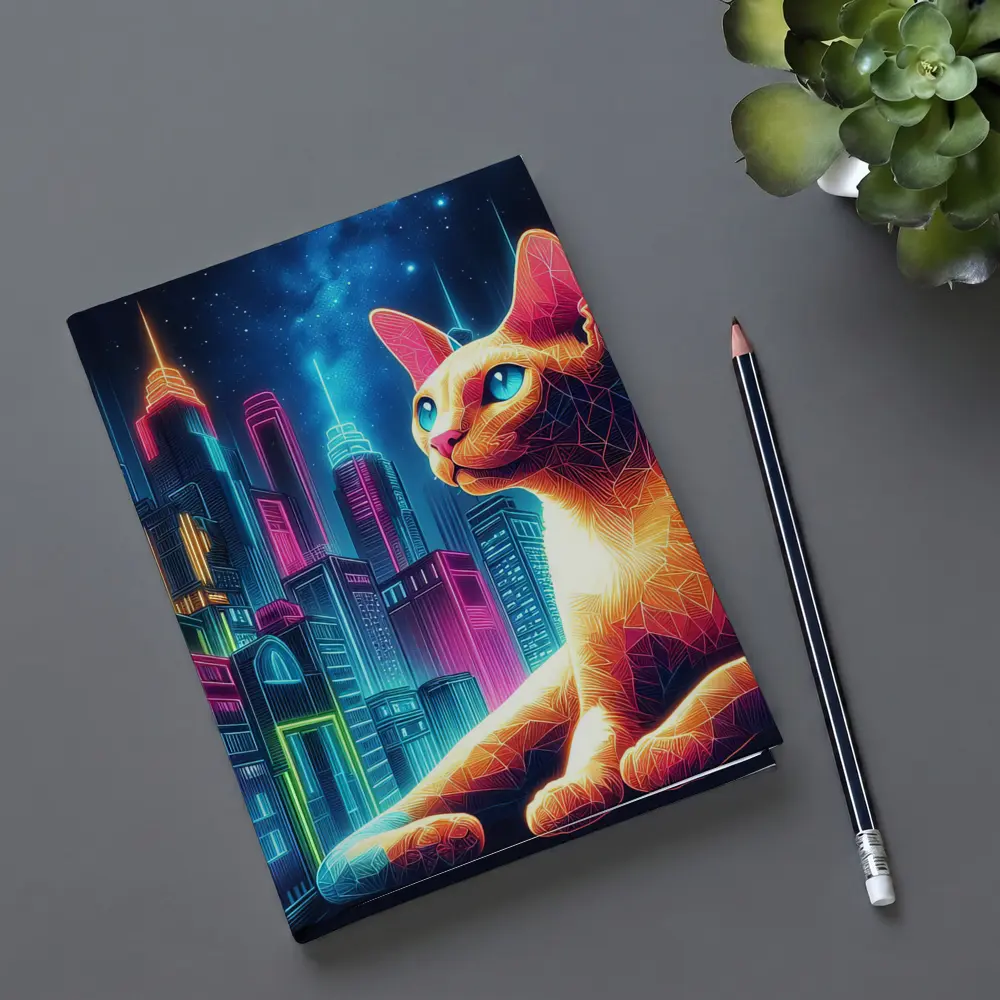 Cornish Rex Cat Neon City Night – Notebooks